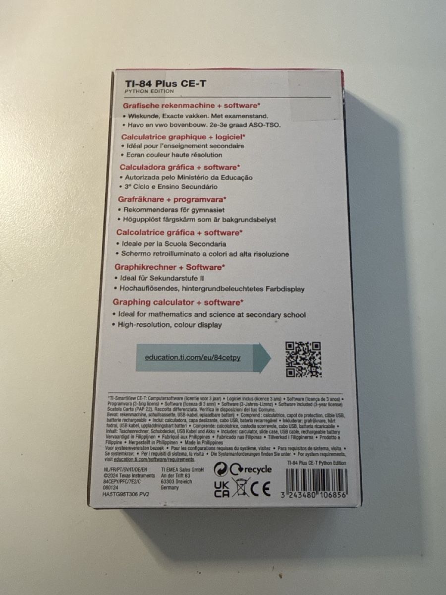 Texas Instruments Taschenrechner: Texas Instruments TI-84 Plus CE-T Python Edition – Neu und originalverpackt aus Basel von pcfreak53 1