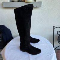 Damen Stiefel Gr. 37 Schwarz Stretch Schaft Klassisch
