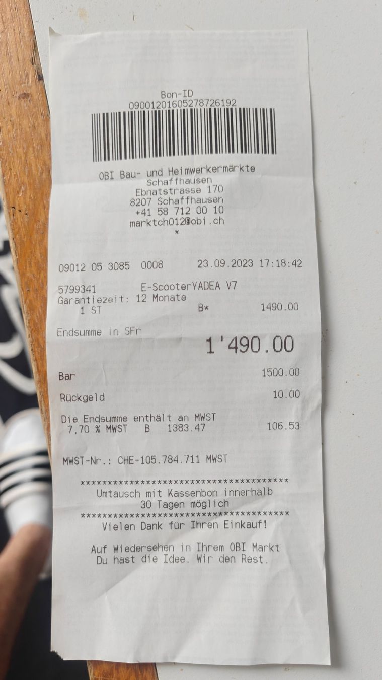 Yadea Scooters: Yadea V7 E‑Roller / E‑Scooter, 2’998 km – Gebraucht aus Schaffhausen von cam_5yql 8