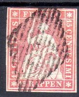 1854 BERNER DRUCK SITZENDE HELVETIA SCHWARZE RAUTE 24B-AX169