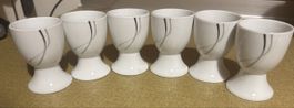 6 coquetiers design, porcelaine blanche, comme neuf ✨