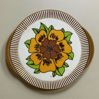Plat à gâteau ancien céramique Herbolzheim, Allemagne 1960s