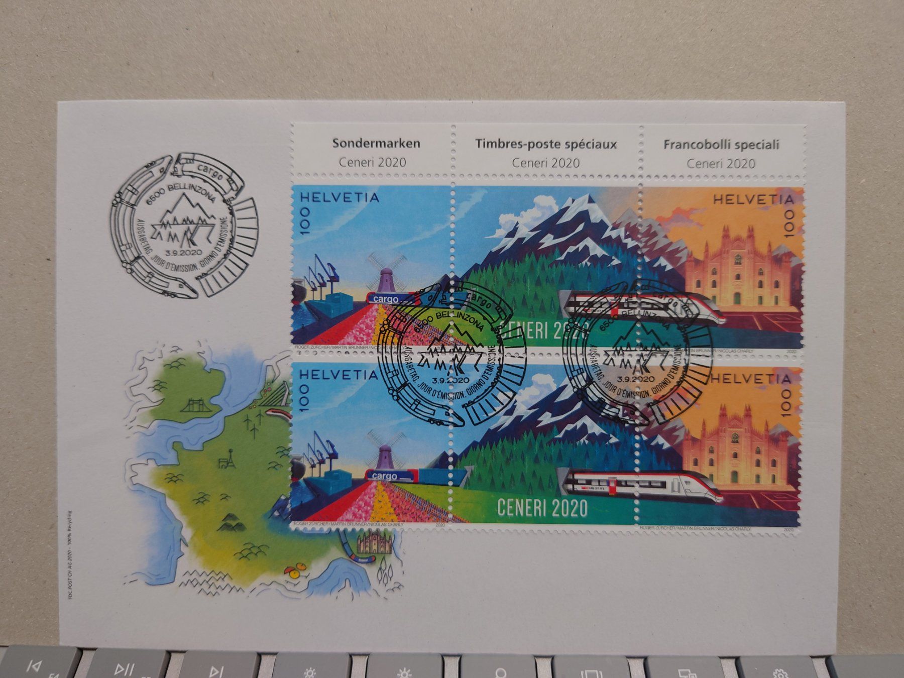 Tutti i francobolli: FDC Sechserblock Ceneri 2020, 2 x S126 – Usato da Rickenbach SO venduto da Bytebull 1