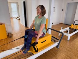 Pilates Reformer mit Box gelb gebraucht Zubehör Pilates