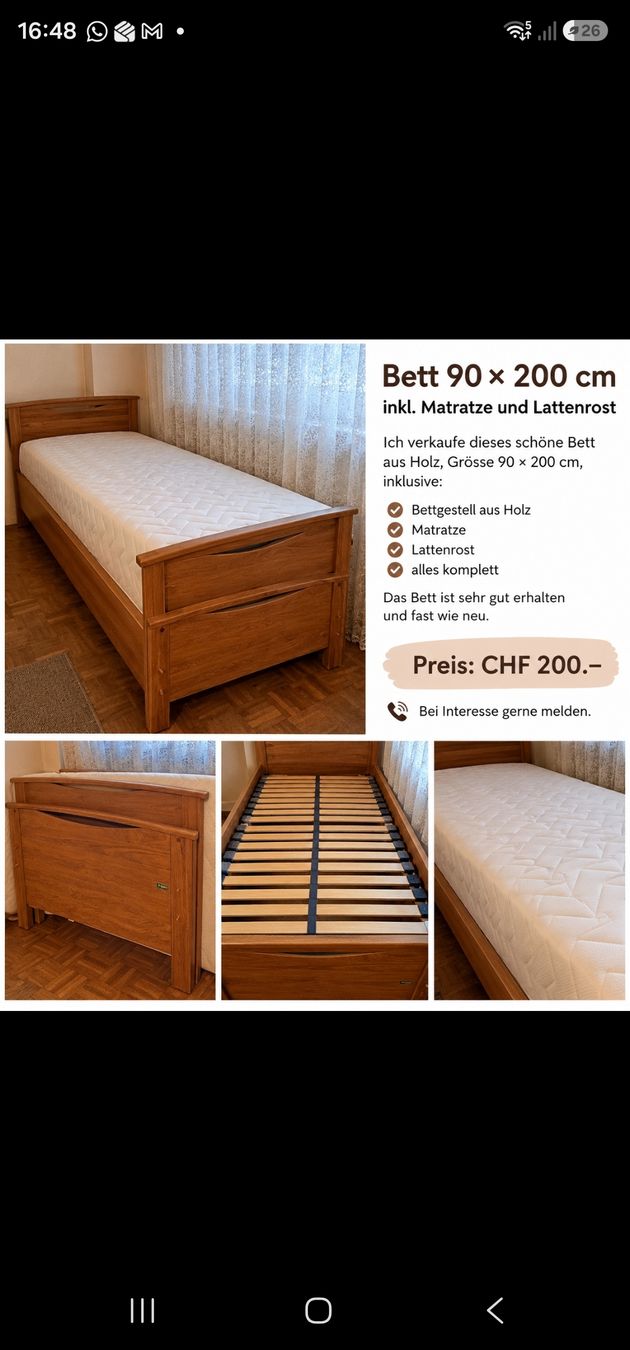 Matelas: letto materasso e rete – D'occasion à Winterthur par fra_vw6y