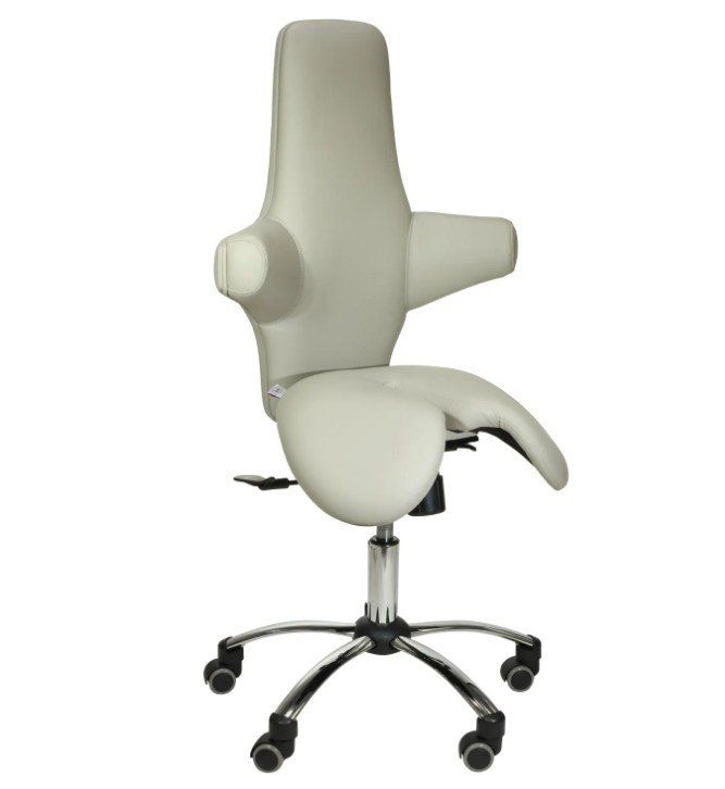 Sedie: Sattelsitz WEISS Multi-Rückenlehne mit Wippmechanik – Nuovo e nell'imballaggio originale da Schaffhausen venduto da Praxis-Nova
