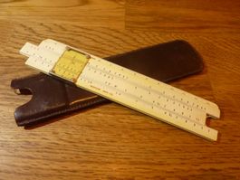 Rechenschieber klein NESTLER No11 15 cm mit Lederetui
