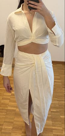 Ensemble en lin Zara Jupe fendue et Haut XS