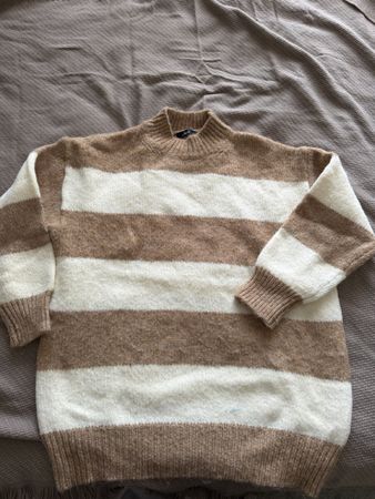 MNG Pullover gestreift beige weiss Grösse S gebraucht
