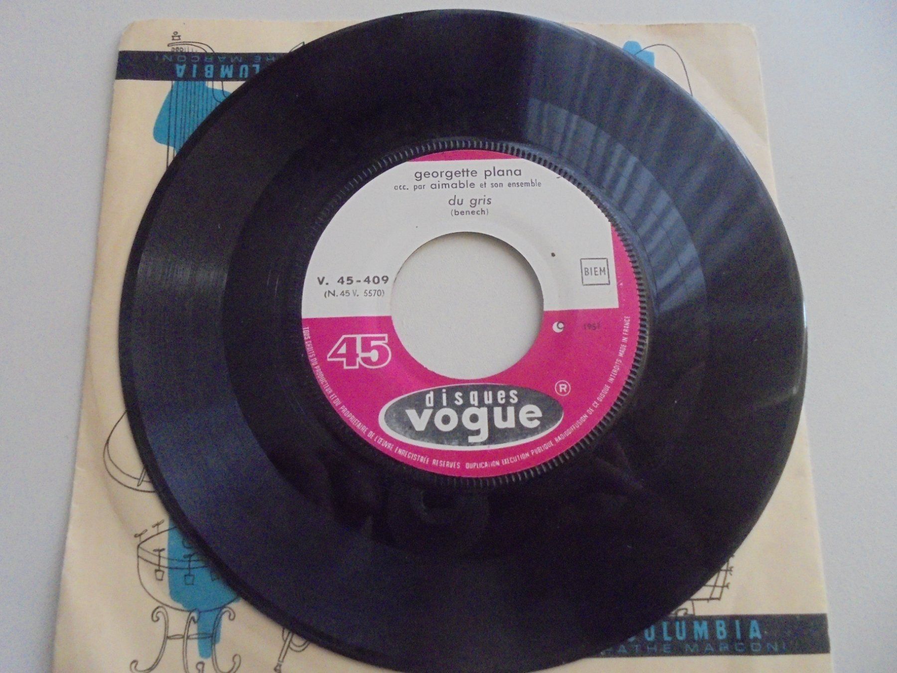Dischi in vinile: Georgette Plana " Du Gris / La java Bleue " 45t . VG+ – Usato da Crissier venduto da Promopost 2