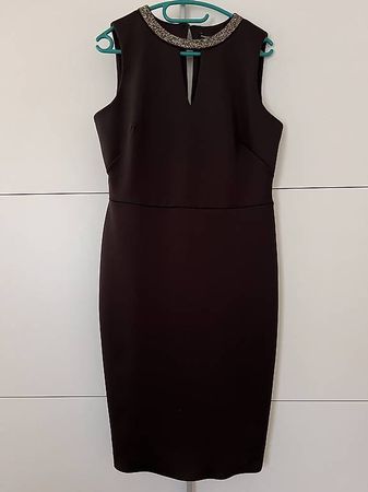 Damen Kleid schwarz ärmellos Perlenbesatz guter Zustand