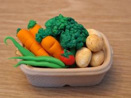 Handmade Gemüsekiste, Broccoli, Bohnen, auch für Maileg