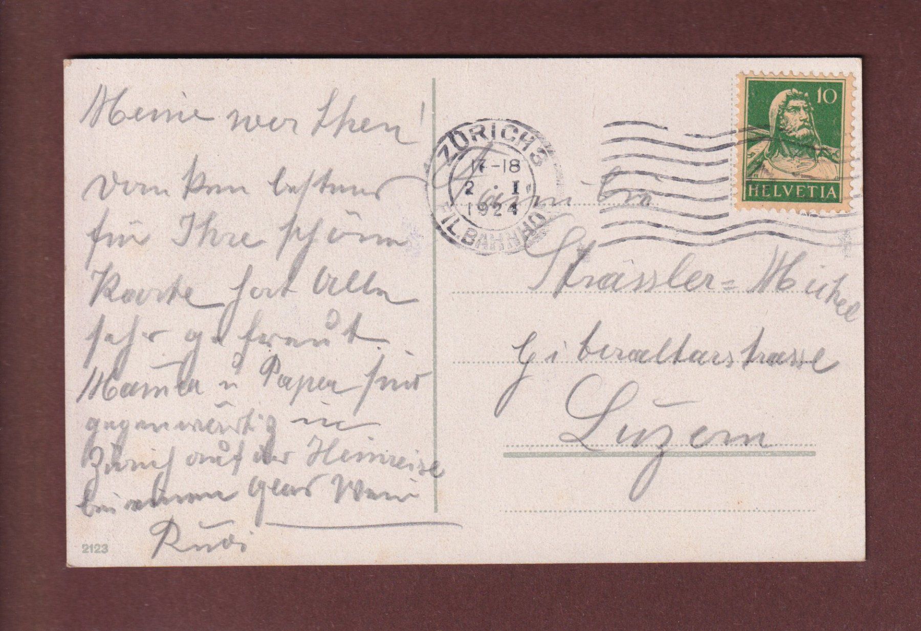 Cartoline postali: ZÜRICH - Abendstimmung - 1924 – Usato da Pully venduto da nicecards-shop 1