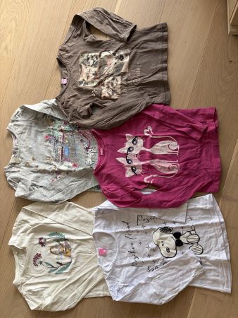 4 T-Shirts Mädchen Gr. 116 Katzen, Tiere, Positive Mind