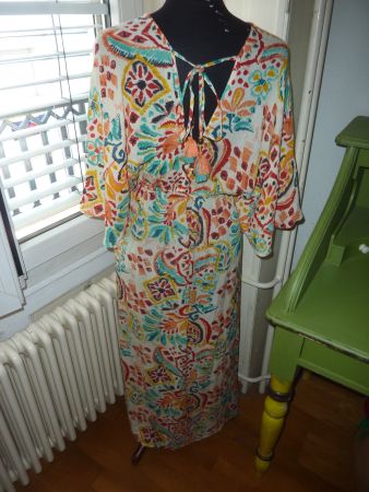 robe longue d'été bohème chic col V devant dos L pour femme