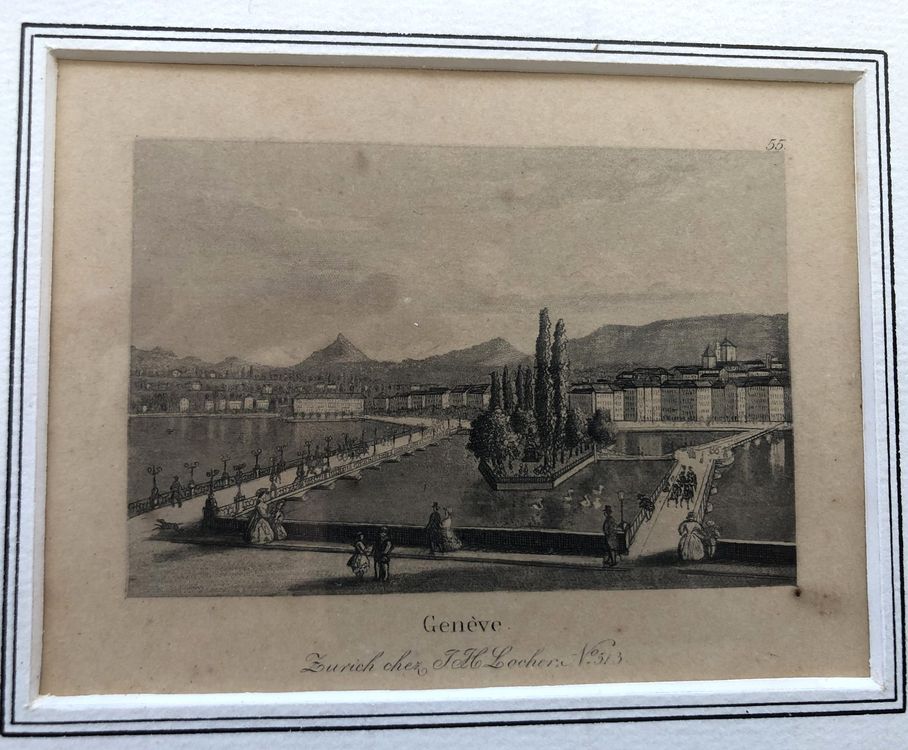 Incisioni: Johann Heinrich Locher (1810-1892) - Stich - Genève – Usato da Schaffhausen venduto da durruti 1