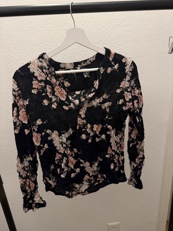 Damen Bluse Chicoree Blumenmuster schwarz Grösse S