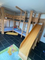 Hochbett mit Rutsche und Schaukel 230x414x226