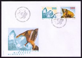 2002_1065+66_MINERALIEN_Bergkristall+Titanit_FDC 17.09.02 BE