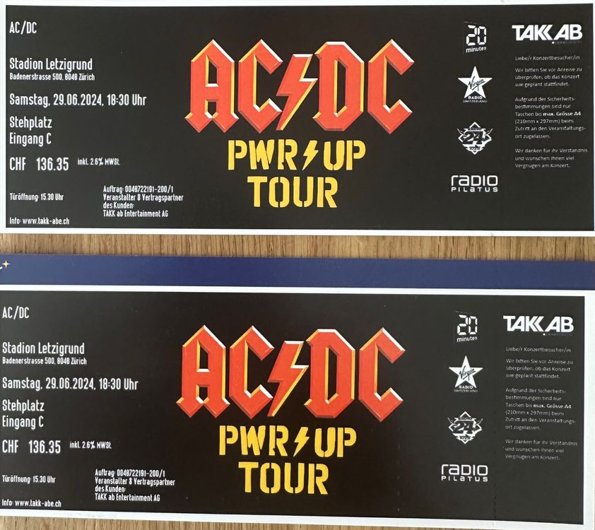 AC/DC Tickets Kaufen auf Ricardo