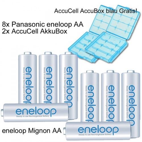 Caricatori & Batterie: 8er Pack Eneloop Akkus Mignon AA Akku Ba – Nuovo e nell'imballaggio originale da Hünenberg venduto da Akkushop-Schweiz