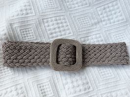 Breiter elastischer Flechtgürtel Taupe Greige Taillengürtel