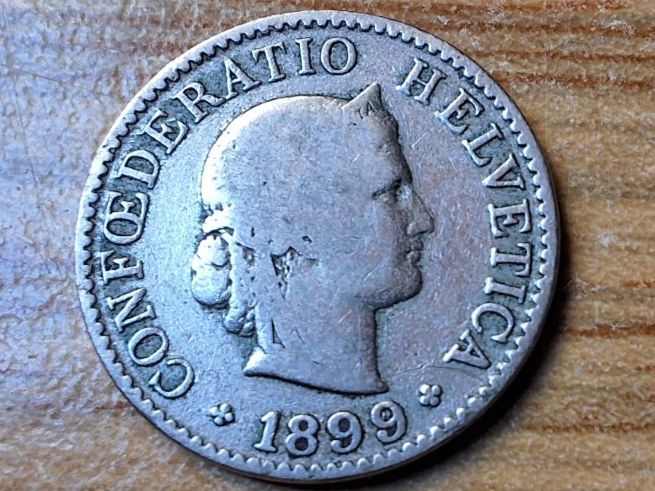 Tutti le monete: 5 Rappen 1899 – Usato da Münchenstein venduto da purbach1 2