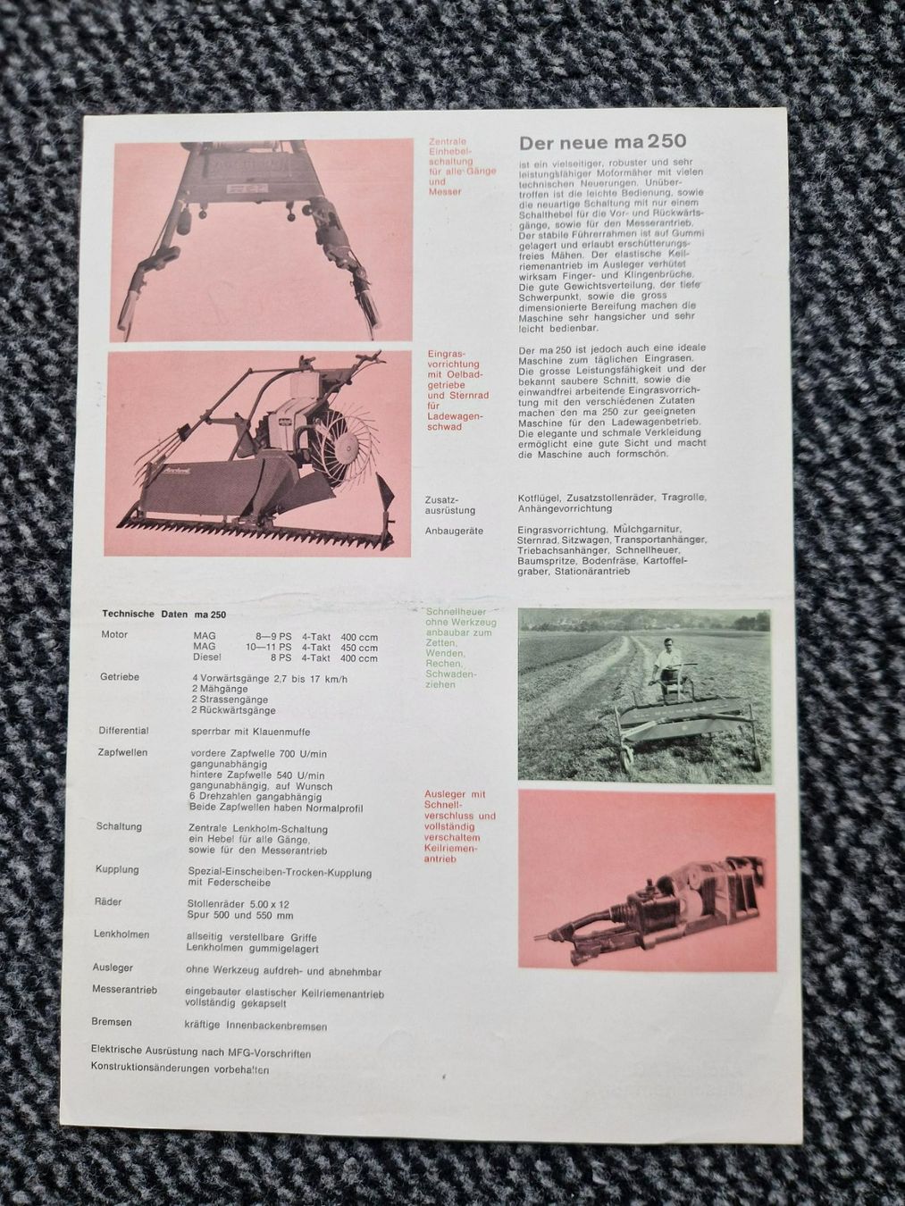 Aecherli Trattori: Original Prospekt Aecherli Motormäher ma250 – Usato da Dürnten venduto da Bachtel84 1
