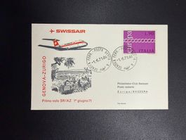 Swissair Erstflugbrief Genua-Zürich 1971