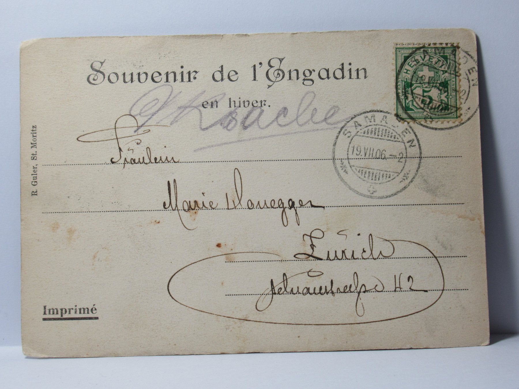 Cartoline postali: St. Moritz ,  Village et Bais 1906 – Usato da Grenchen venduto da Bluemchen1900 1