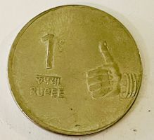 Indien Münze 1 Rupee 2008 gebraucht im guten Zustand -FR-2