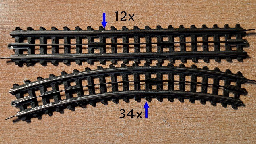 Lot de 11 rails courbes R2 Rocoline 42522 (D'occasion) à Peseux pour