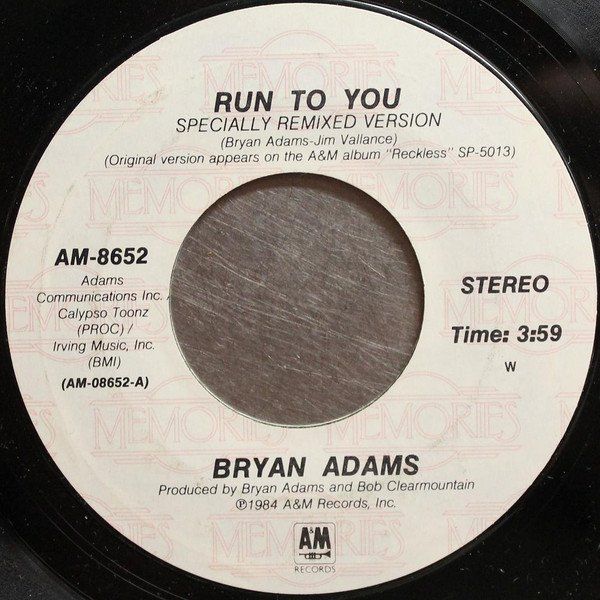 Dischi in vinile: Adams Bryan: Run To You 7" – Usato da Steinhausen venduto da Vilivinili