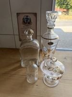 Dekanter Kristallglas Italien mit Blumenmuster Goldrand gute