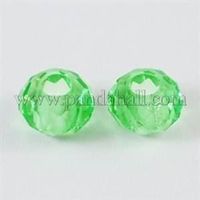 3 Glasschliffperlen 10x6mm light green