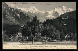 AK Interlaken, Heimwehfluh, Jungfrau, Mönch und Eiger, Panor