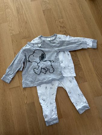 Schlafanzug Set Snoopy H&M grau weiss Grösse 74