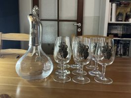 Verkaufe ein weinest mit Krug und 9 Glaser 