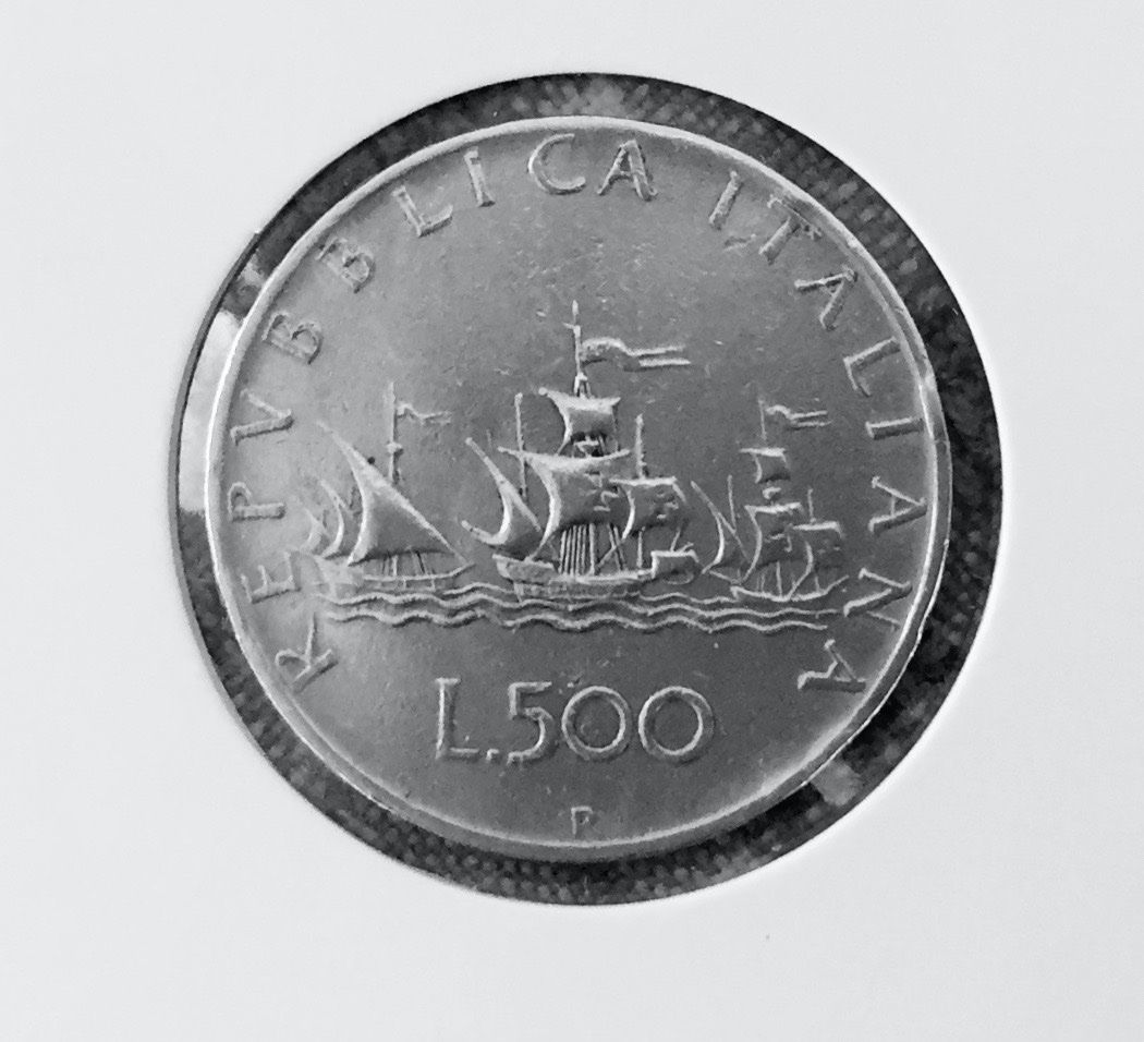 Tutti le monete: ITALIA- 500 Lire  "Caravelle"-ARGENTO – Usato da PARADISO venduto da pin_vlj8