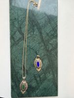 925er Silber Anhänger mit Kette, vintage Stil, vergoldet