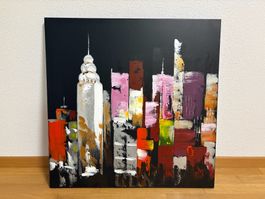 77x77/ Handgemaltes Acryl Gemälde New York abstrakt