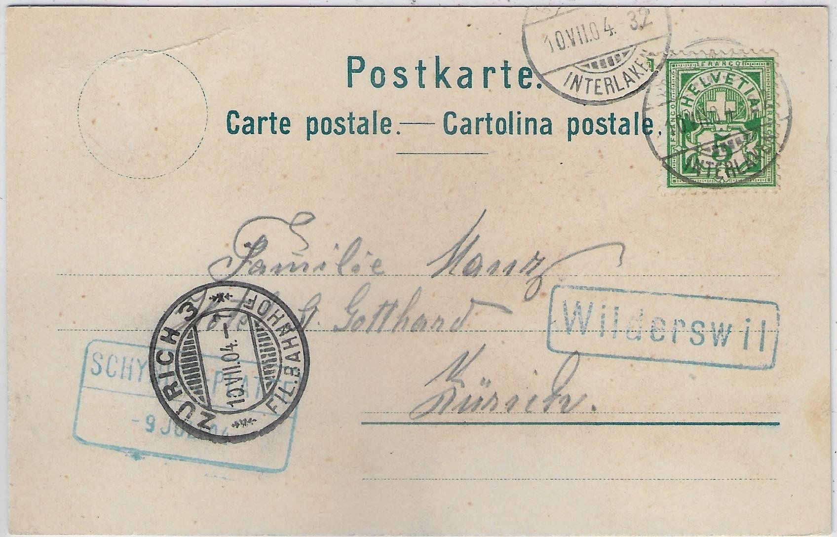 Cartoline postali: Schynige Platte mit Bahn - Litho 1904 – Usato da Ettingen venduto da Kartenplanet 1