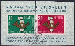 1959, NABAG-Block W38 (Ausschnitte) gestempelt.