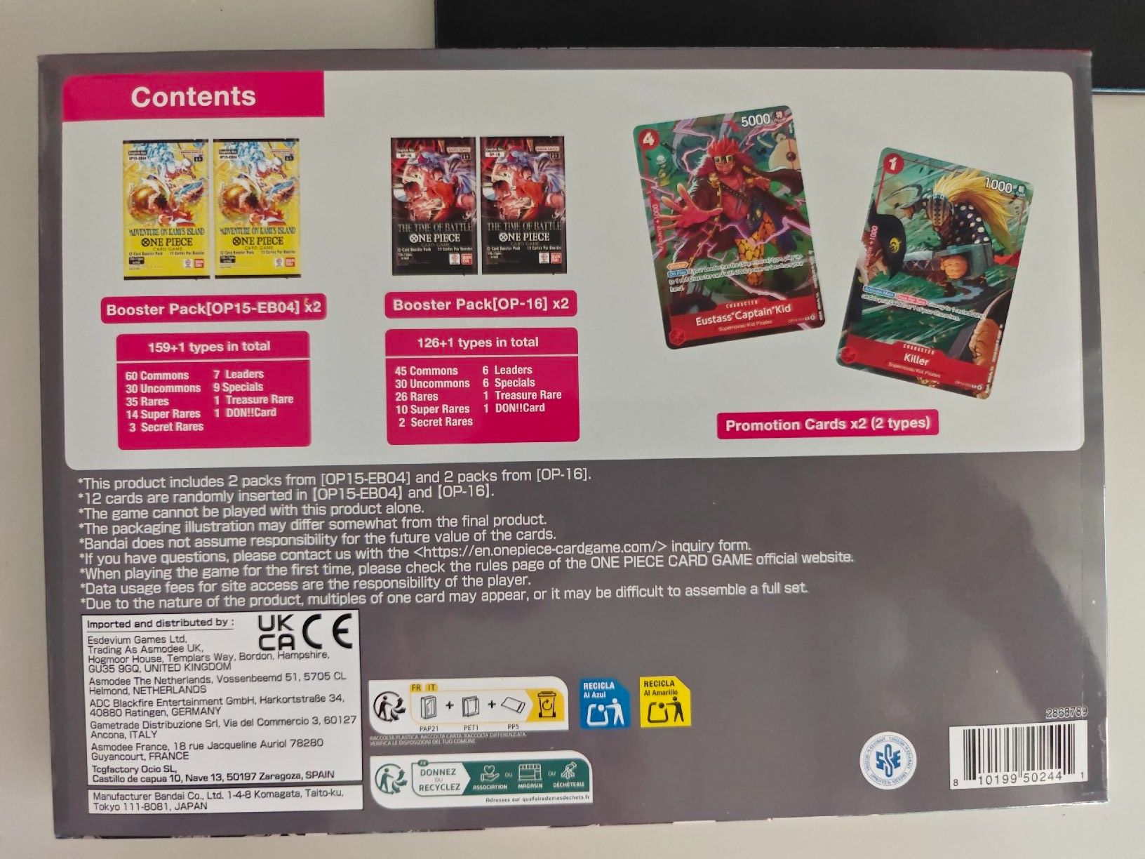 Bandai Carte collezionabili: One Piece Illustration Box - Kid/Killer - version Eng – Usato da Cormondreche venduto da pajojo 1