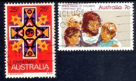 AUSTRALIEN 1967-1972 2 WEIHNACHTSMARKEN