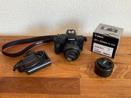 Canon EOS M50 15-22mm Kit-Objektiv und 22mm Objektiv