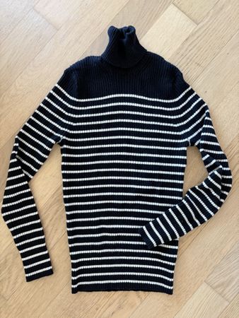 Vince Kaschmir Rollkragenpullover dunkelblau/weiss Gr S