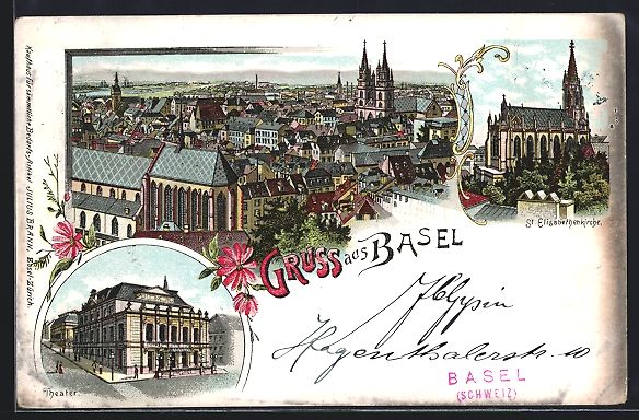 Ansichtskarten: Litho Basel, Totalansicht mit Blick übe – Gebraucht aus Berlin von bartko-reher
