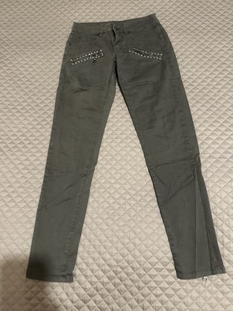 GF Ferre designer olive green pants, size 26, zippers!