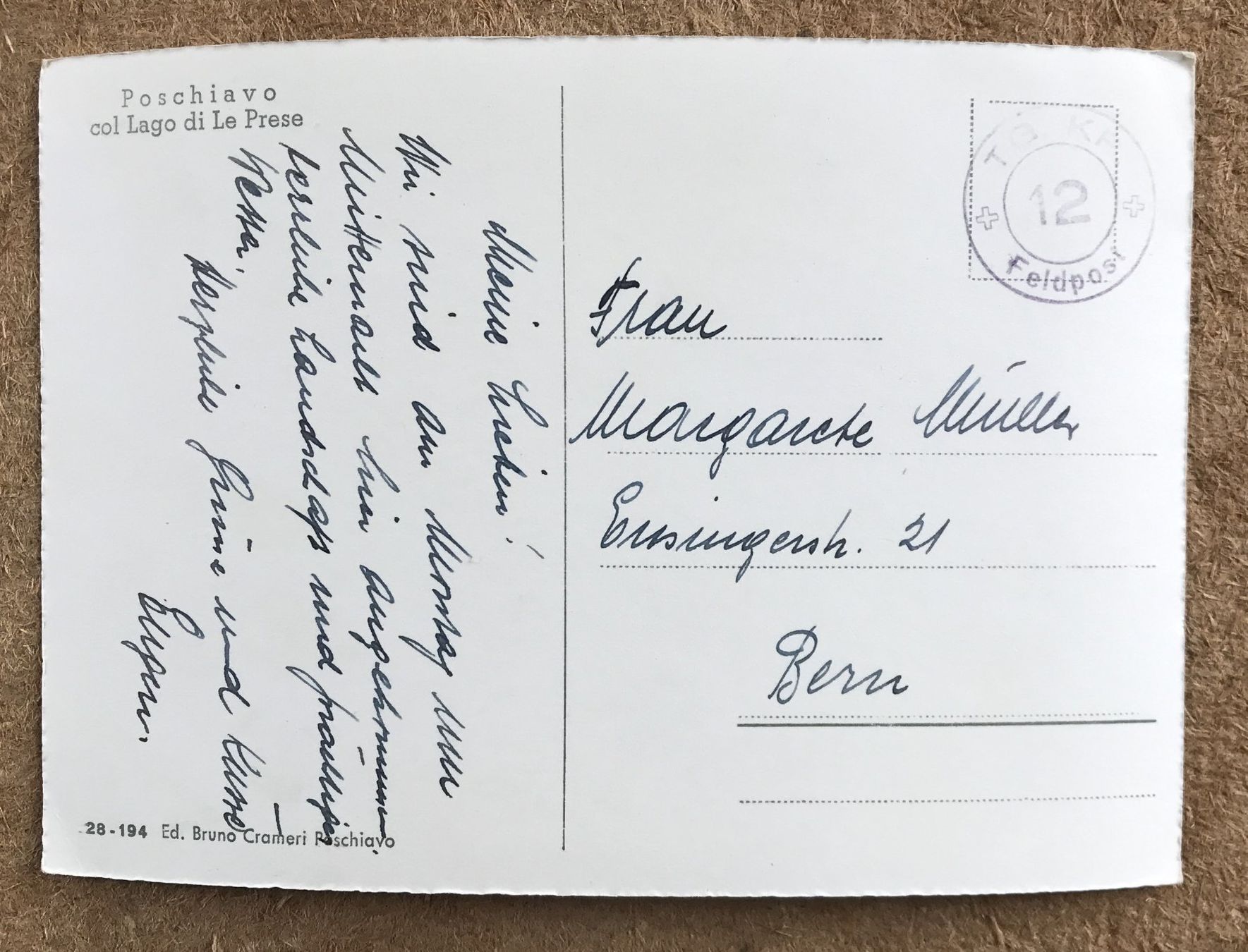 Cartoline postali: ANSICHTSKARTE POSCHIAVO – Usato da Ostermundigen venduto da wini63 1